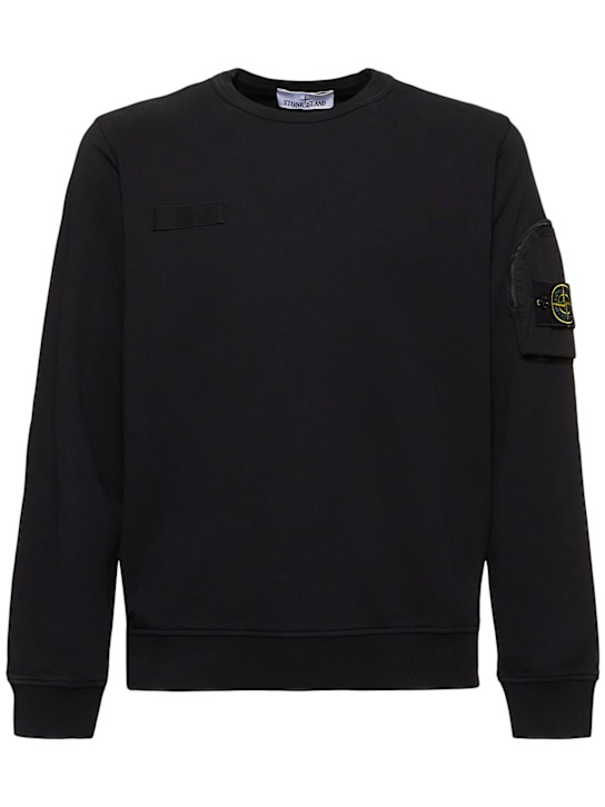 Stone Island: Crewneck cotton sweatshirt - men_0 | Luisa Via Roma