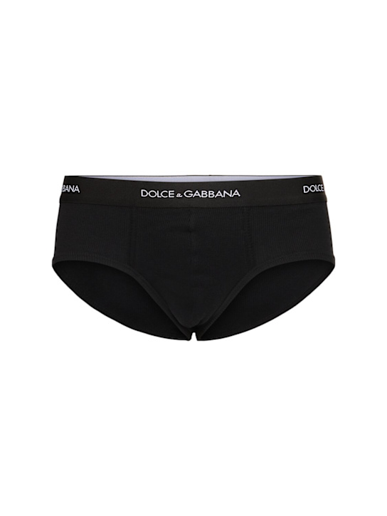 Dolce&Gabbana: Ouaij logo cotton briefs - men_0 | Luisa Via Roma