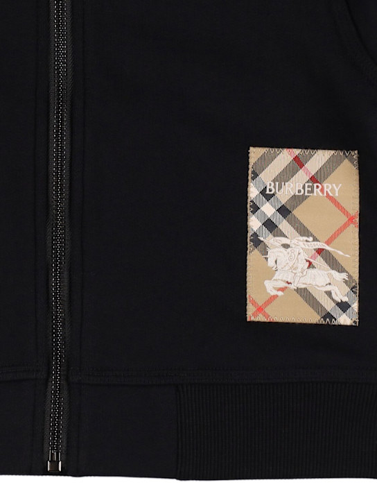 Burberry: Felpa in cotone con cappuccio - kids-girls_1 | Luisa Via Roma