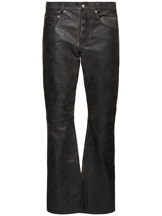 Enfants Riches Déprimés: Distressed flared raw hem leather pants - women_0 | Luisa Via Roma
