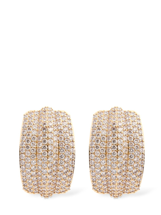 Self-portrait: Crystal ridged stud earrings - women_0 | Luisa Via Roma