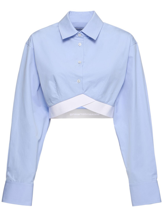 Alexander Wang: Cropped shirt w/ twisted hem - Light Blue - women_0 | Luisa Via Roma