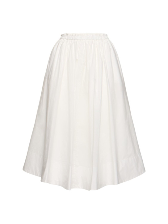 Elastic waist poplin midi skirt