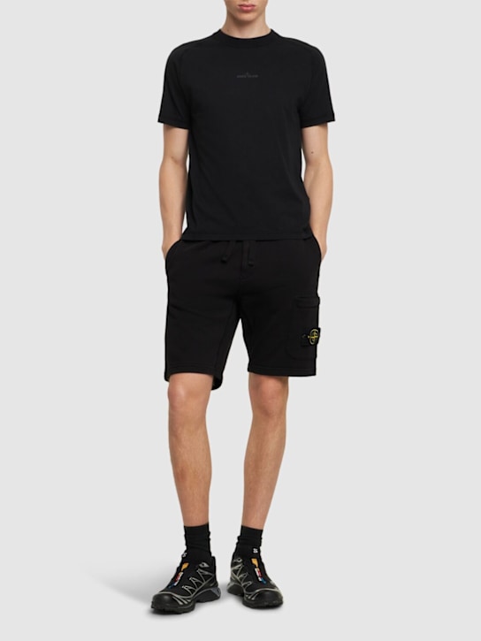Stone Island: Shorts de algodón - Negro - men_1 | Luisa Via Roma