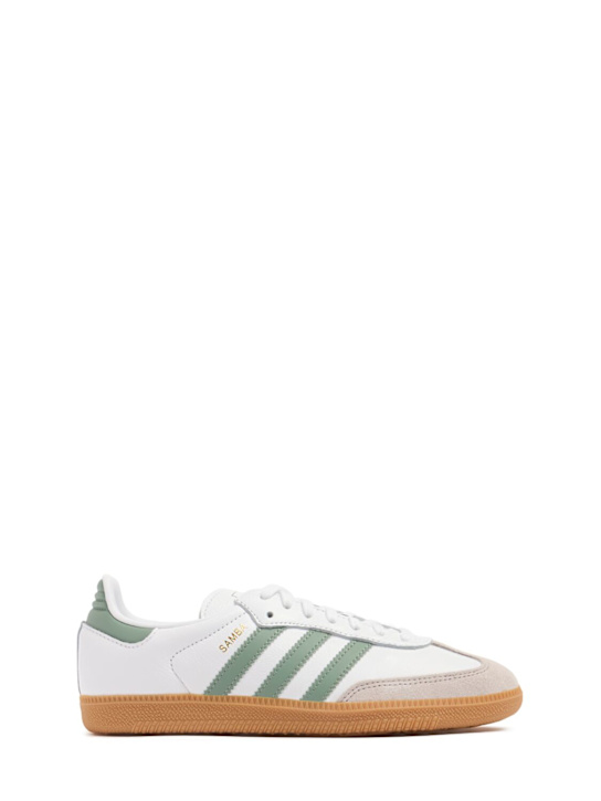 adidas Originals: Samba OG J lace-up sneakers - White/Green - kids-boys_0 | Luisa Via Roma
