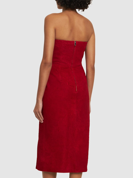 McQueen: 麂皮无肩带连衣裙 - 红色 - women_2 | Luisa Via Roma