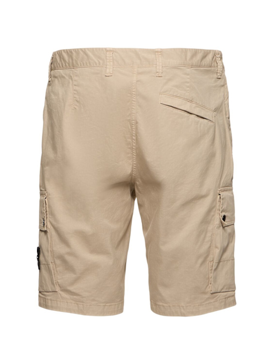 Stone Island: Stretch cotton logo patch shorts - Desert - men_3 | Luisa Via Roma