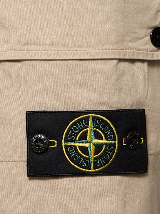 Stone Island: Stretch cotton logo patch shorts - Desert - men_4 | Luisa Via Roma