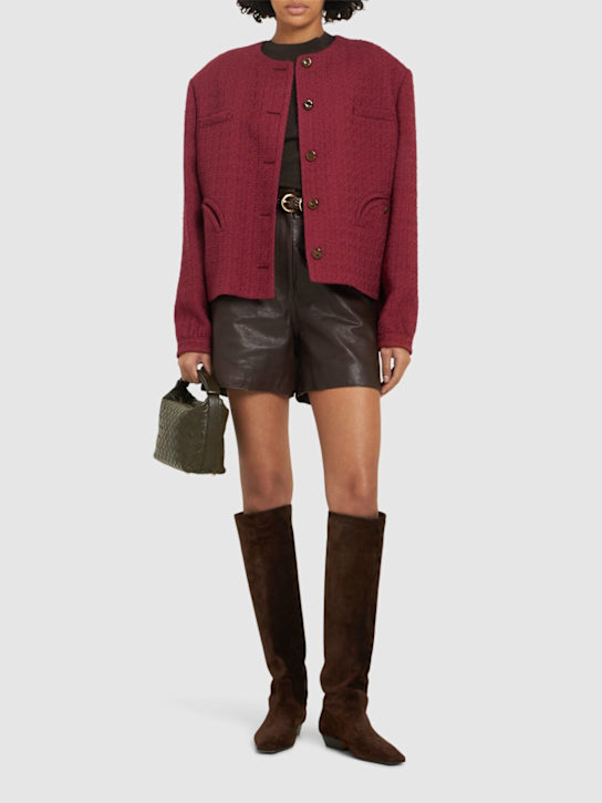 Blazé Milano: Gliss wool blend bolero jacket - Burgundy - women_1 | Luisa Via Roma