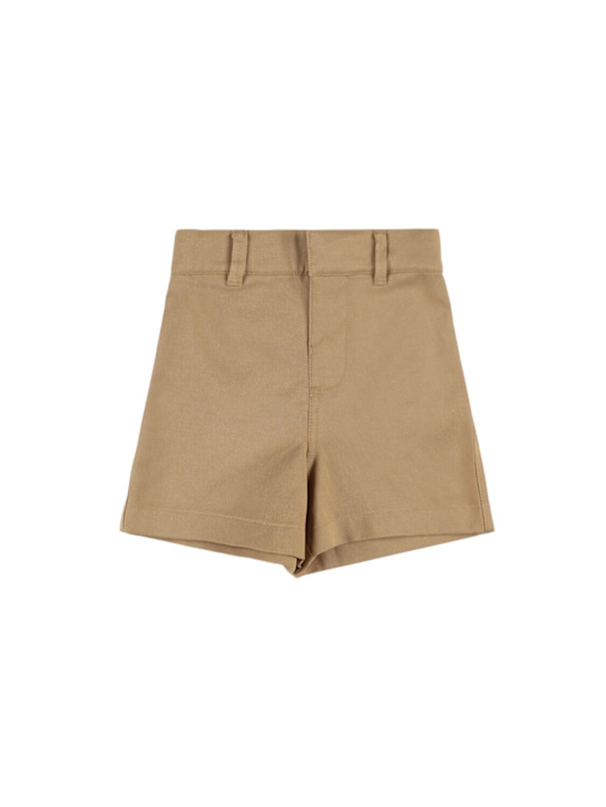Burberry: Shorts in gabardina di misto cotone - Beige - kids-boys_0 | Luisa Via Roma