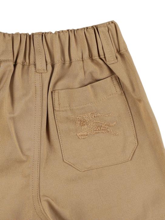 Burberry: Shorts in gabardina di misto cotone - Beige - kids-boys_1 | Luisa Via Roma