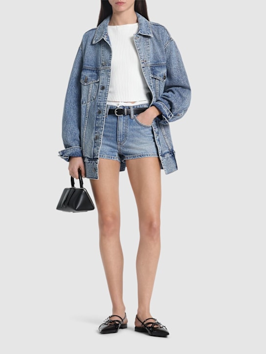 Alexander Wang: High rise denim shorts - Blue - women_1 | Luisa Via Roma