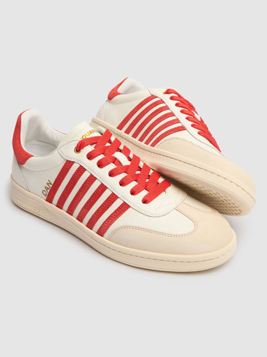 Dsquared2: Low leather sneakers - White/Red - men_2 | Luisa Via Roma