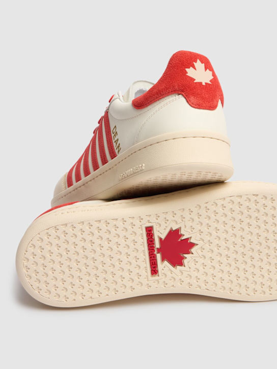 Dsquared2: Low leather sneakers - White/Red - men_3 | Luisa Via Roma