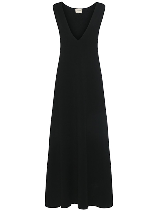 Khaite: Keran smooth viscose blend long dress - Black - women_0 | Luisa Via Roma