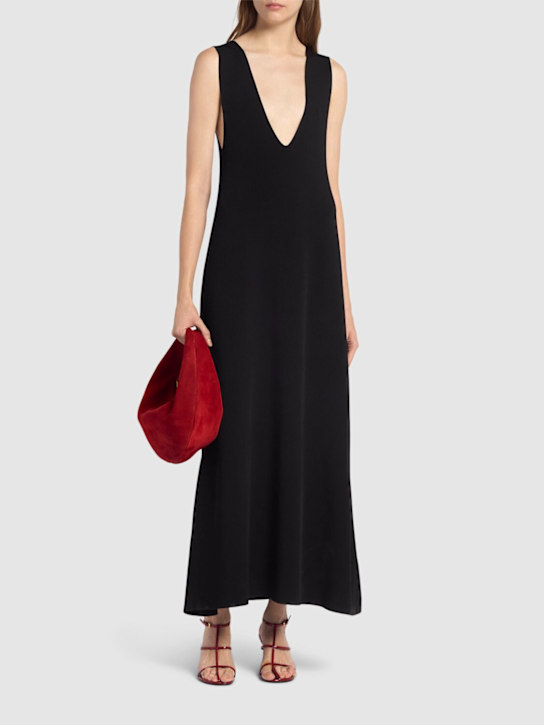 Khaite: Keran smooth viscose blend long dress - Black - women_1 | Luisa Via Roma