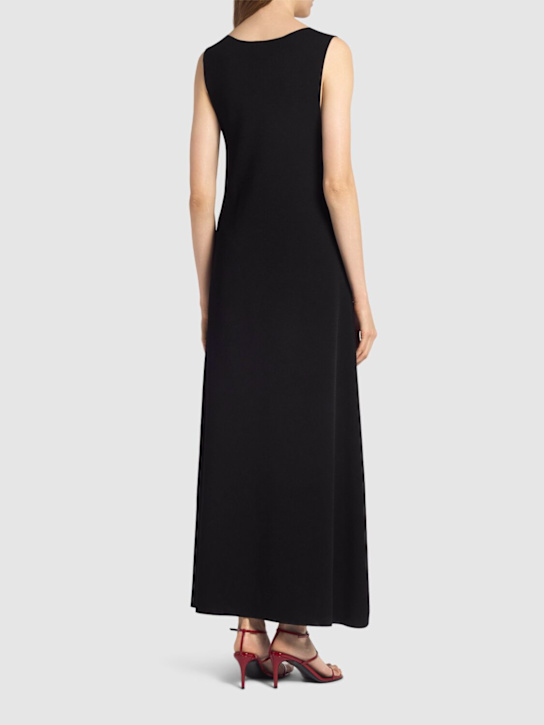 Khaite: Keran smooth viscose blend long dress - Black - women_2 | Luisa Via Roma
