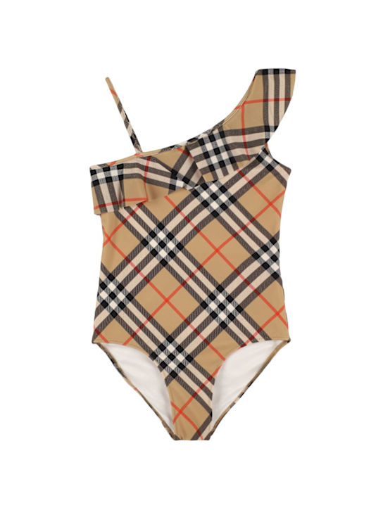 Burberry: Costume in Lycra stampa check - kids-girls_0 | Luisa Via Roma