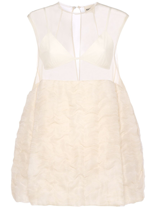 Khaite: Blair linen blend gauze mini dress - White - women_0 | Luisa Via Roma