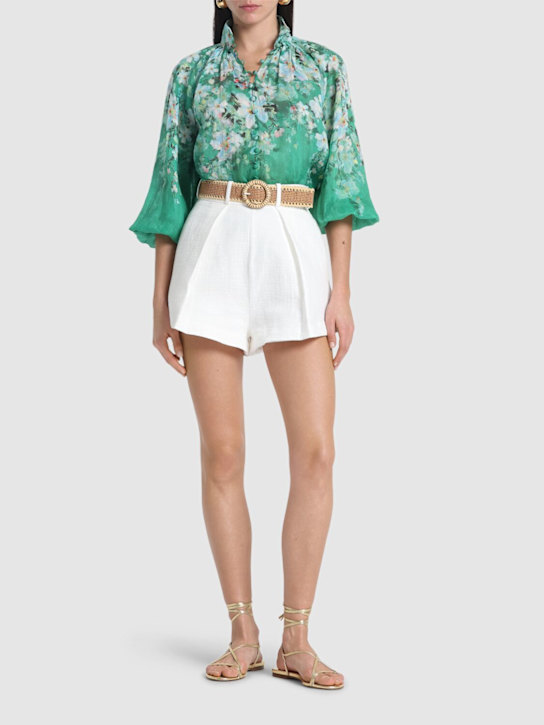 Zimmermann: Everley printed shirt - Green/Multi - women_1 | Luisa Via Roma