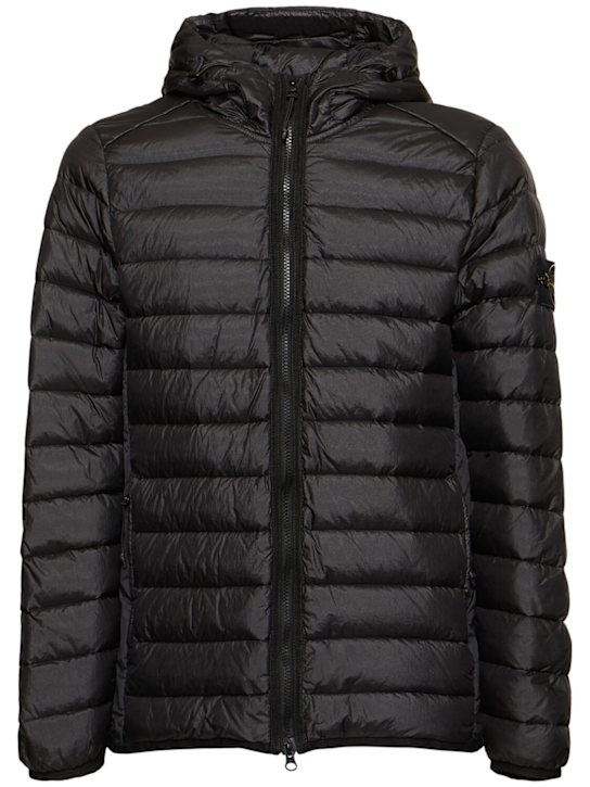 Stone Island: Chaqueta de plumas con capucha y cremallera - men_0 | Luisa Via Roma