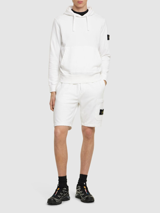 Stone Island: Cotton logo patch shorts - men_1 | Luisa Via Roma