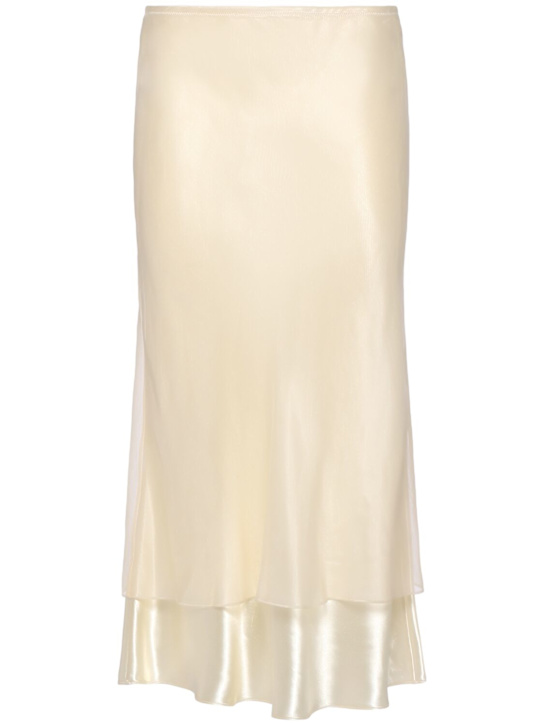 Khaite: Monina shiny viscose midi skirt - women_0 | Luisa Via Roma