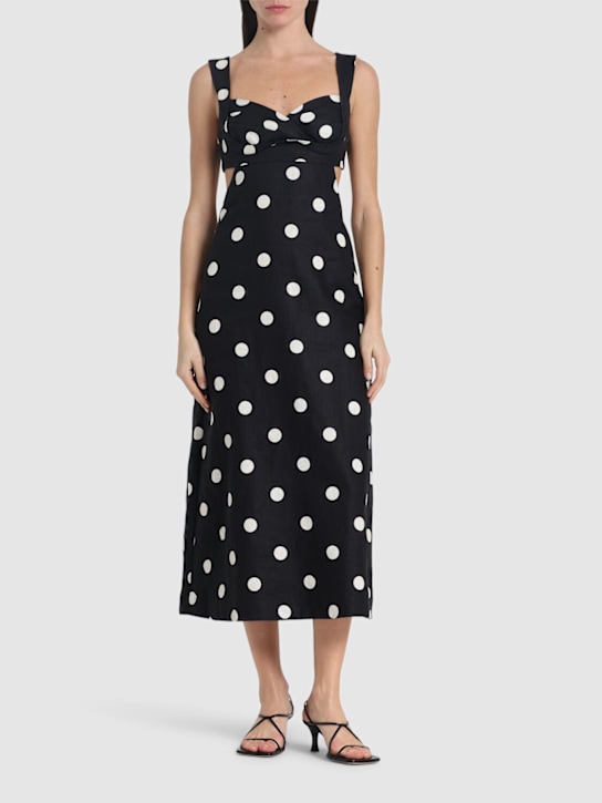Zimmermann: Crush polka dotted linen midi dress - women_1 | Luisa Via Roma