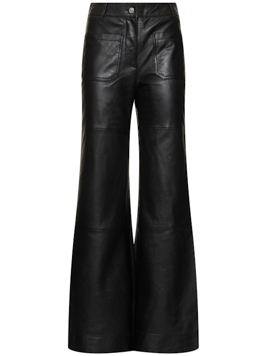 Victoria Beckham: Alina レザーワイドパンツ - women_0 | Luisa Via Roma