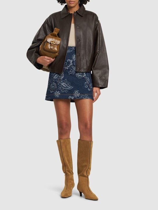 Etro: Printed denim mini skirt - women_1 | Luisa Via Roma