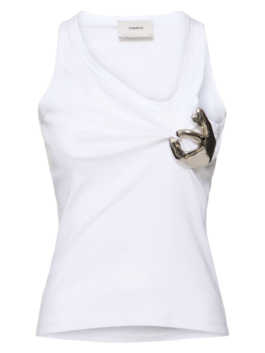 Coperni: Emoji cotton jersey tank top - women_0 | Luisa Via Roma