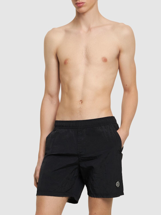 Stone Island: Logo patch shorts - men_1 | Luisa Via Roma