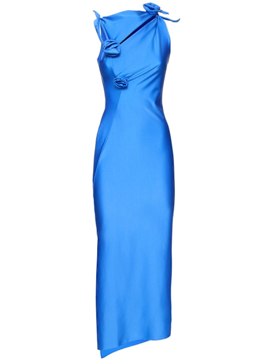 Coperni: Asymmetric stretch jersey dress - Blue - women_0 | Luisa Via Roma