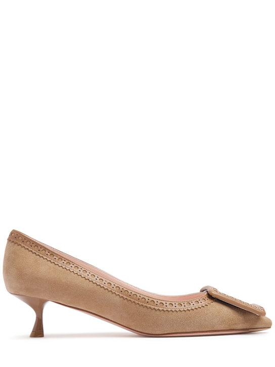 Roger Vivier: 45mm Viv In The City suede pumps - Tan - women_0 | Luisa Via Roma