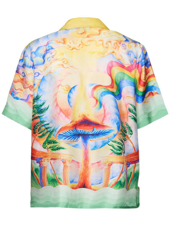 Casablanca: Cuban collar short sleeve silk shirt - Multicolor - men_3 | Luisa Via Roma