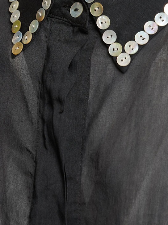 Forte_forte: Embroidered voile bohemian shirt - Black - women_4 | Luisa Via Roma