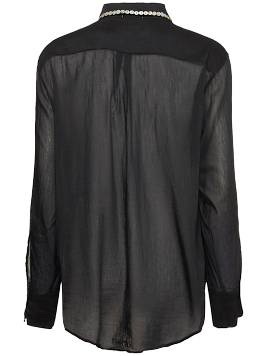 Forte_forte: Embroidered voile bohemian shirt - Black - women_3 | Luisa Via Roma
