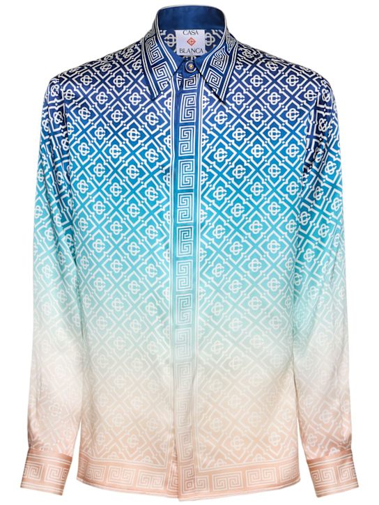 Casablanca: Monogram logo gradient silk shirt - men_0 | Luisa Via Roma