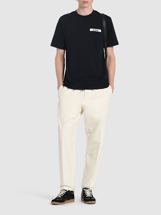 Jacquemus: Le T-Shirt Gros Grain コットンTシャツ - men_1 | Luisa Via Roma