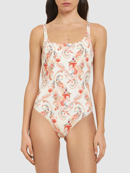 Etro: Printed lycra cutout one piece swimsuit - women_1 | Luisa Via Roma
