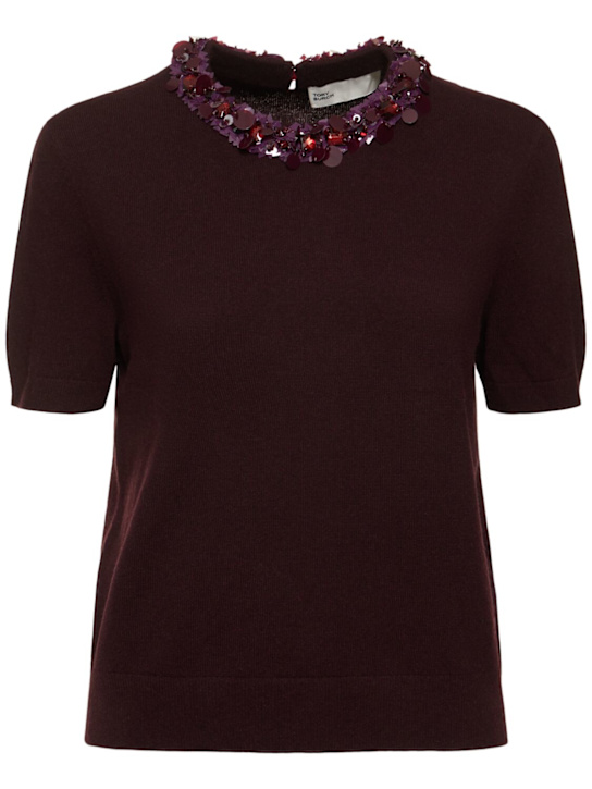 Tory Burch: Embellished wool & cashmere sweater - women_0 | Luisa Via Roma