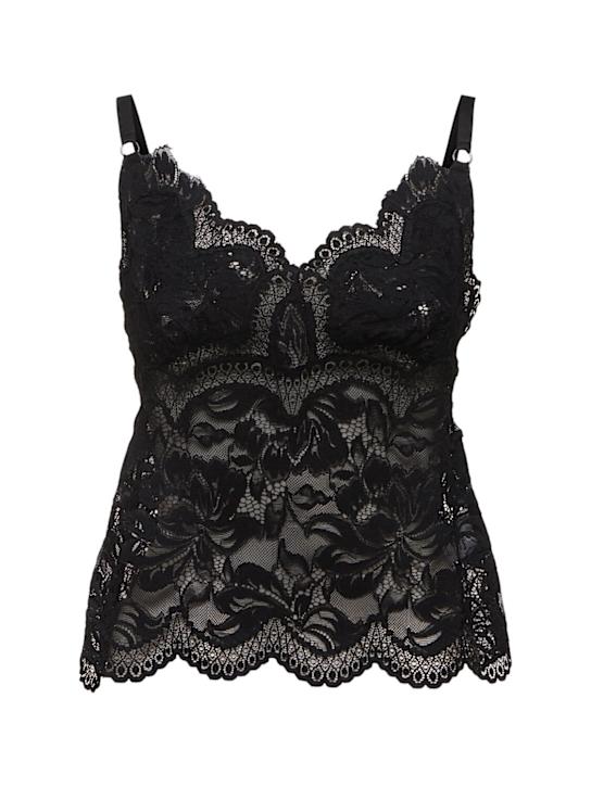 Rabanne: Lace top - Black - women_0 | Luisa Via Roma