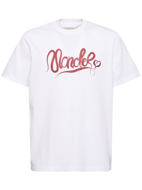 Moncler: CNY heavy cotton jersey t-shirt - White - men_0 | Luisa Via Roma