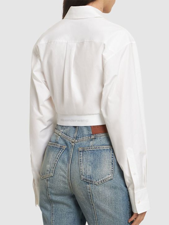 Alexander Wang: Cropped shirt w/ twisted hem - White - women_2 | Luisa Via Roma