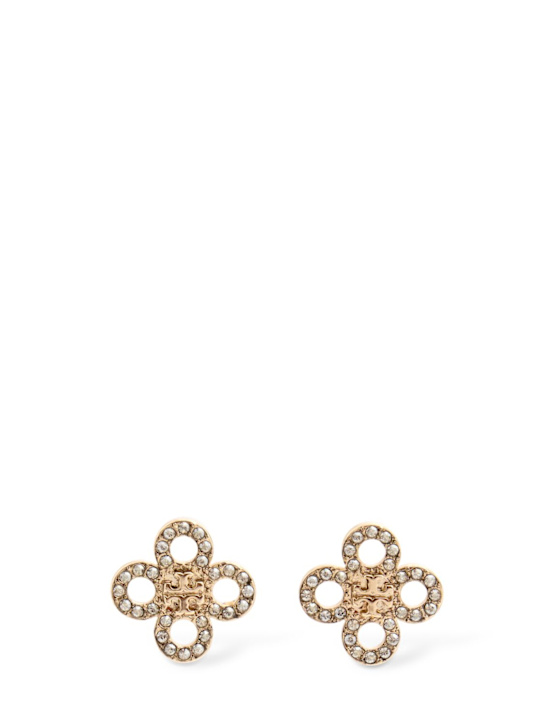 Tory Burch: Small Kira Clover pavé stud earrings - women_0 | Luisa Via Roma