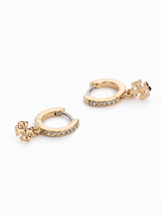 Tory Burch: Eleanor pavé huggie hoop earrings - women_1 | Luisa Via Roma