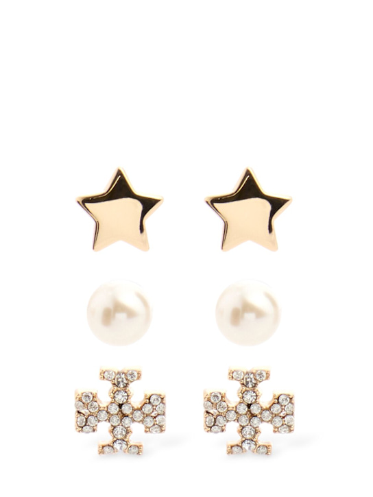 Tory Burch: Set of 3 Kira stud earrings - women_0 | Luisa Via Roma