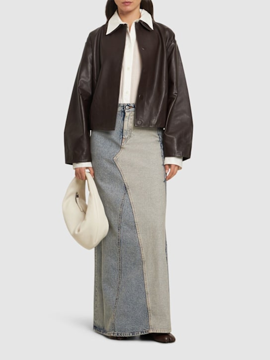 MM6 Maison Margiela: Mid rise cotton long skirt - women_1 | Luisa Via Roma