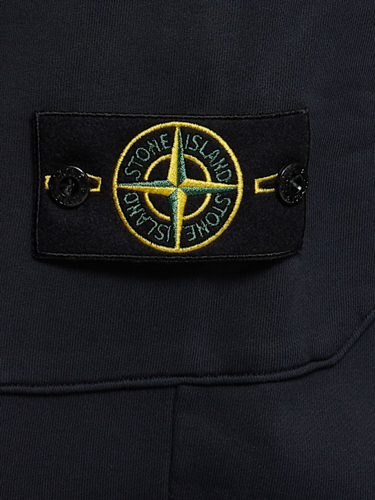 Stone Island: Cotton logo patch sweatpants - Navy - men_4 | Luisa Via Roma
