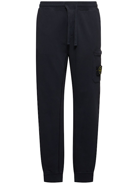 Stone Island: Cotton logo patch sweatpants - Navy - men_0 | Luisa Via Roma
